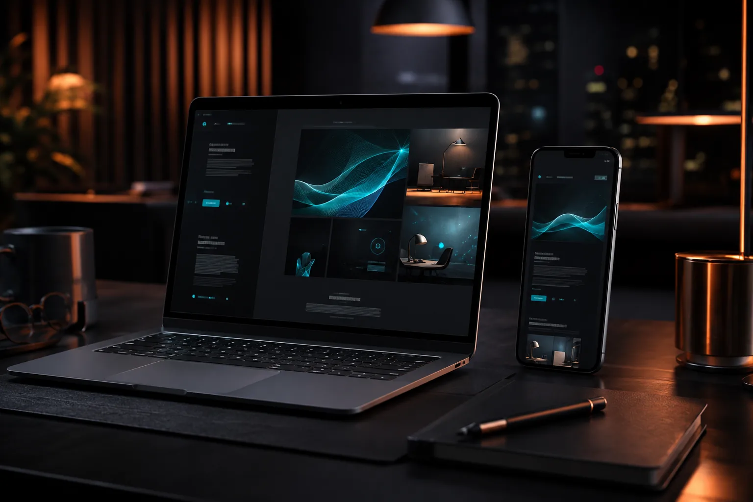 Dark-mode corporate business website homepage